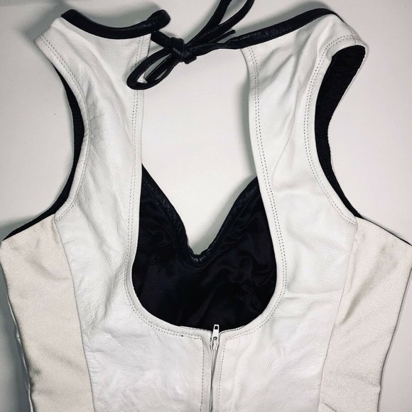 Vintage Playboy Bunny Leather Halter Top Crop - Picture 2 of 8